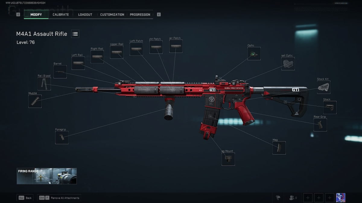 Delta Force M4A1 attachment screen